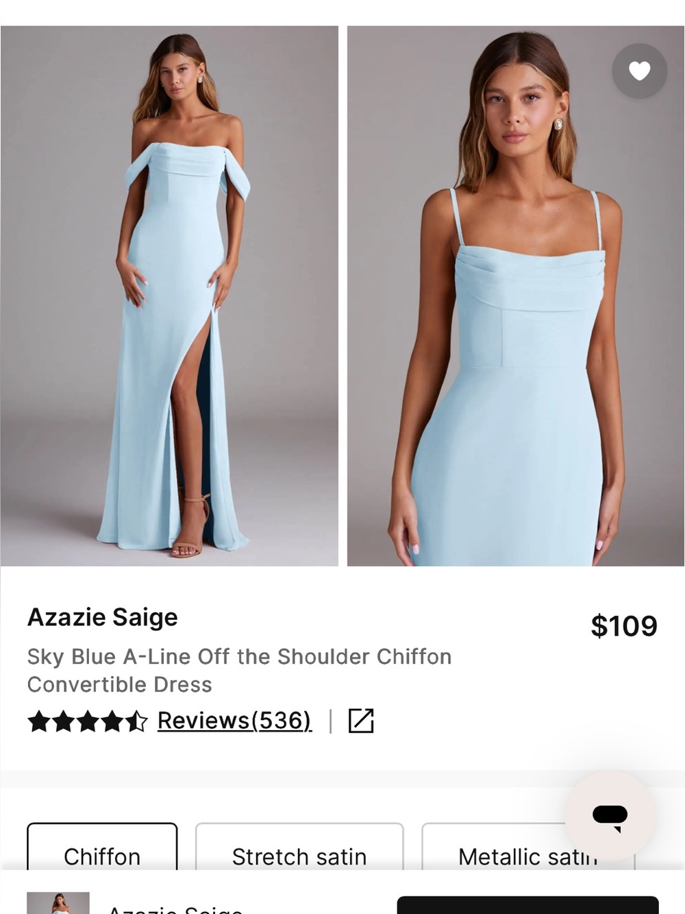 Azazie Sky Blue Saige Strap Convertible Maxi Dress